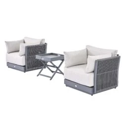 Pedra Rope And Aluminium Outdoor Bistro Set, Grey -FINZ Furniture Shop OD BISTR 5050 GREY WB3