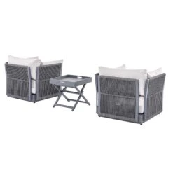 Pedra Rope And Aluminium Outdoor Bistro Set, Grey -FINZ Furniture Shop OD BISTR 5050 GREY WB4