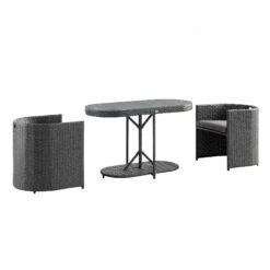 Granchester Rattan Balcony Bistro Set, Grey 22 Granchester Rattan Balcony Bistro Set, Grey -FINZ Furniture Shop OD BISTR 7034 DARKGREY WB2