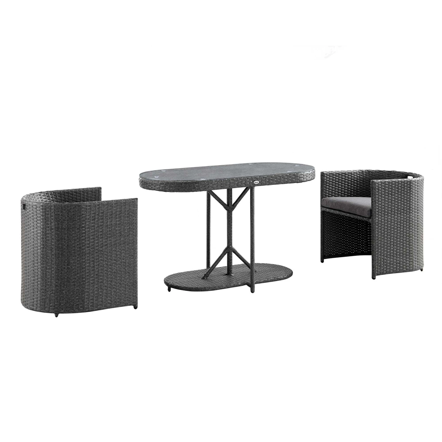 Granchester Rattan Balcony Bistro Set, Grey 10 Granchester Rattan Balcony Bistro Set, Grey - Image 8