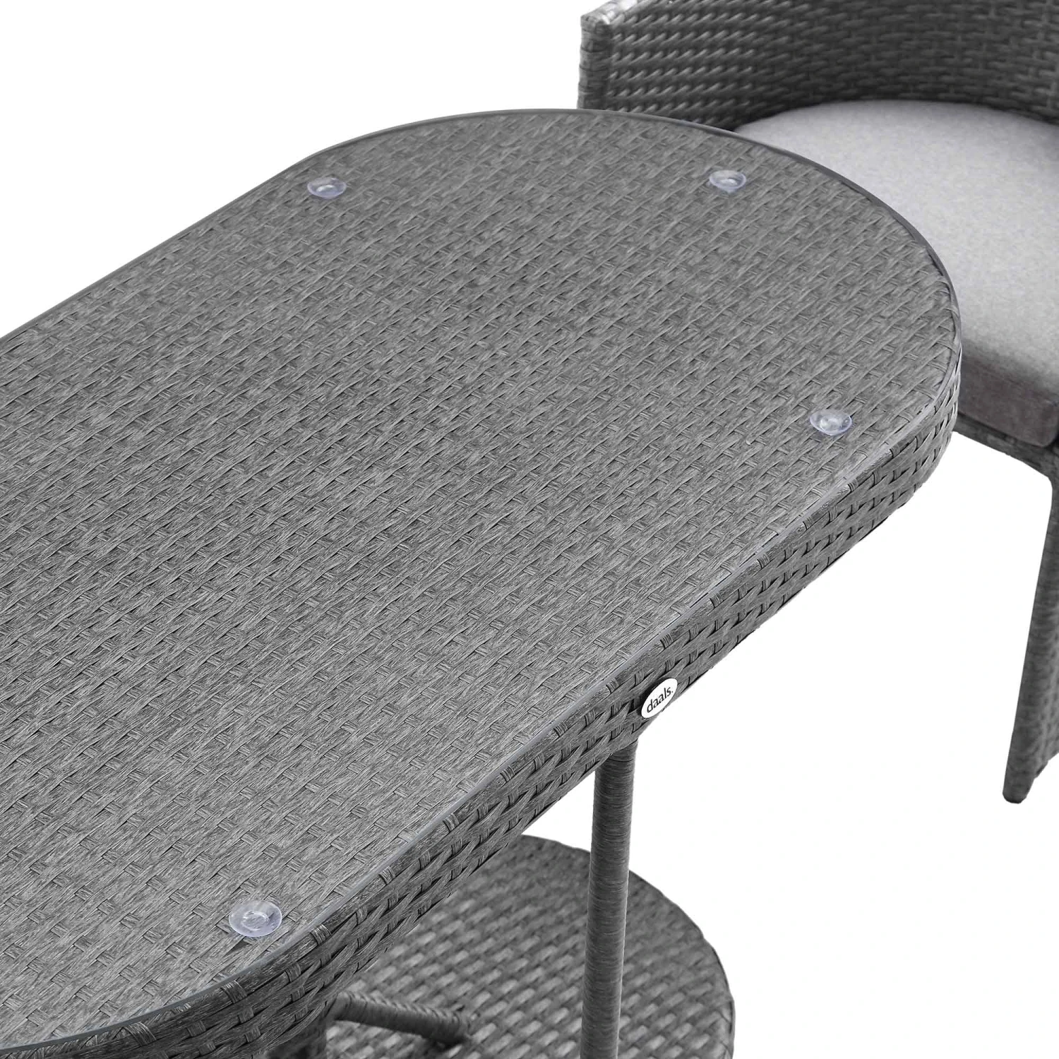 Granchester Rattan Balcony Bistro Set, Grey 13 Granchester Rattan Balcony Bistro Set, Grey - Image 11