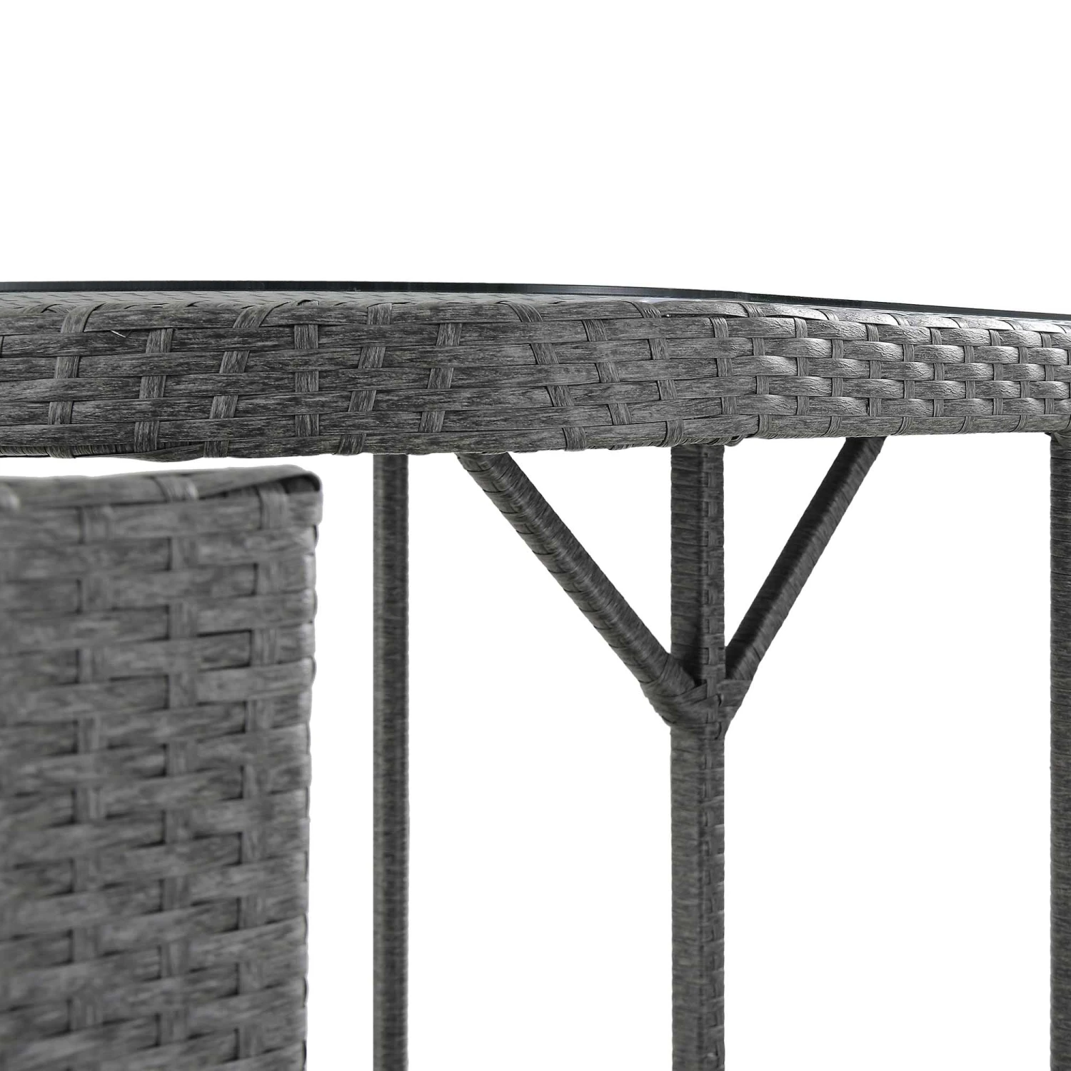 Granchester Rattan Balcony Bistro Set, Grey 15 Granchester Rattan Balcony Bistro Set, Grey - Image 13