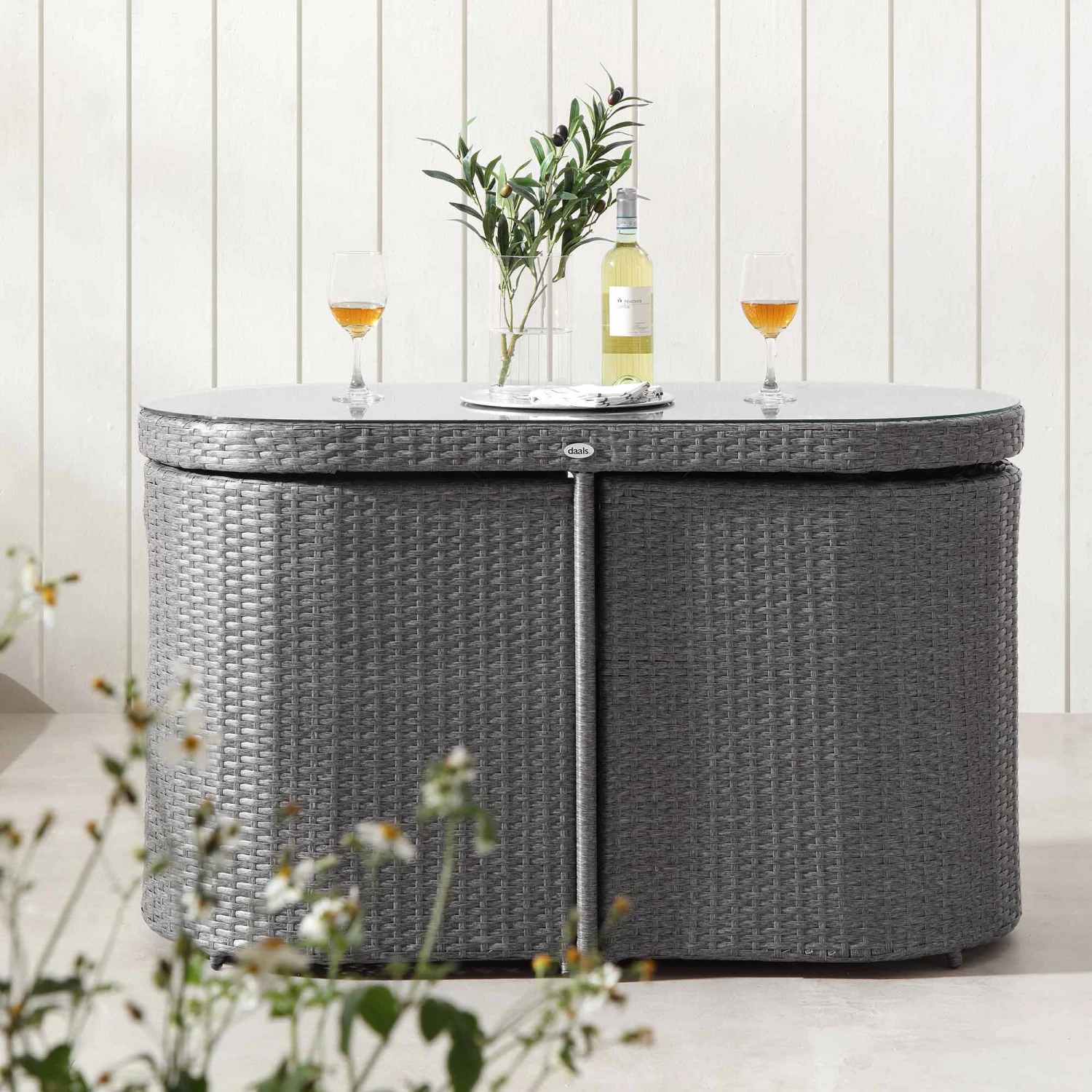 Granchester Rattan Balcony Bistro Set, Grey 4 Granchester Rattan Balcony Bistro Set, Grey - Image 2