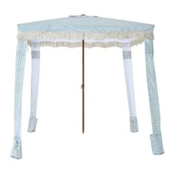 Gabriel Sage Green And White Striped Fringed Cabana 18 Gabriel Sage Green And White Striped Fringed Cabana -FINZ Furniture Shop OD CABA 03 SAGESTRP WB1