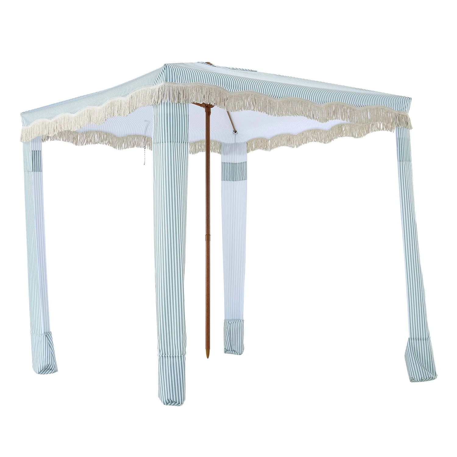 Gabriel Sage Green And White Striped Fringed Cabana 7 Gabriel Sage Green And White Striped Fringed Cabana - Image 5