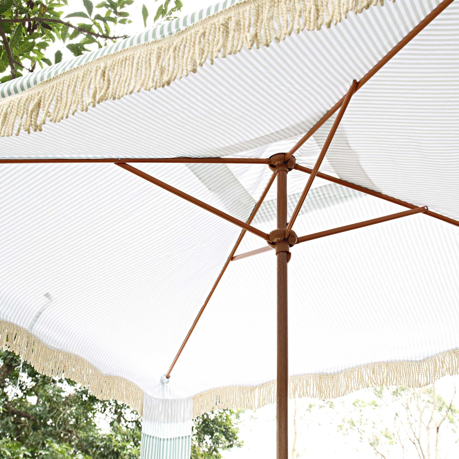 Gabriel Sage Green And White Striped Fringed Cabana 5 Gabriel Sage Green And White Striped Fringed Cabana - Image 3