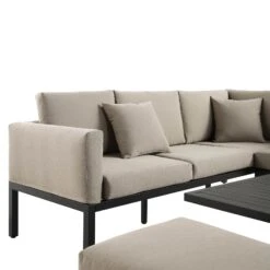 Calabasas Large Outdoor Fabric And Aluminium Corner Casual Dining Set With Rising Table, Taupe 22 Calabasas Large Outdoor Fabric And Aluminium Corner Casual Dining Set With Rising Table, Taupe -FINZ Furniture Shop OD DINE 1027 TAUPE detail1