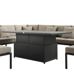 Calabasas Large Outdoor Fabric And Aluminium Corner Casual Dining Set With Rising Table, Taupe 23 Calabasas Large Outdoor Fabric And Aluminium Corner Casual Dining Set With Rising Table, Taupe -FINZ Furniture Shop OD DINE 1027 TAUPE detail2