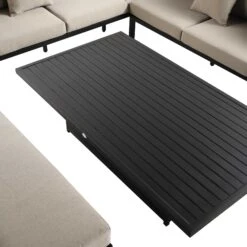 Calabasas Large Outdoor Fabric And Aluminium Corner Casual Dining Set With Rising Table, Taupe 24 Calabasas Large Outdoor Fabric And Aluminium Corner Casual Dining Set With Rising Table, Taupe -FINZ Furniture Shop OD DINE 1027 TAUPE detail3