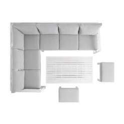 Albany Aluminium Large Corner Casual Dining Set With Rising Table, White -FINZ Furniture Shop OD DINE 1045 WHITE WB5