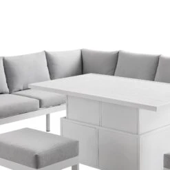 Albany Aluminium Large Corner Casual Dining Set With Rising Table, White -FINZ Furniture Shop OD DINE 1045 WHITE detail1