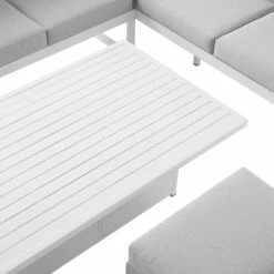 Albany Aluminium Large Corner Casual Dining Set With Rising Table, White -FINZ Furniture Shop OD DINE 1045 WHITE detail2