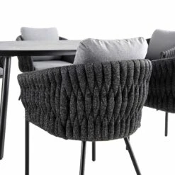 Montebello 6-Seater Outdoor Black Rope And Aluminium Oval Dining Set With Grey Ceramic Dining Table 20 Montebello 6-Seater Outdoor Black Rope And Aluminium Oval Dining Set With Grey Ceramic Dining Table -FINZ Furniture Shop OD DINE 1072 BLACK detail2