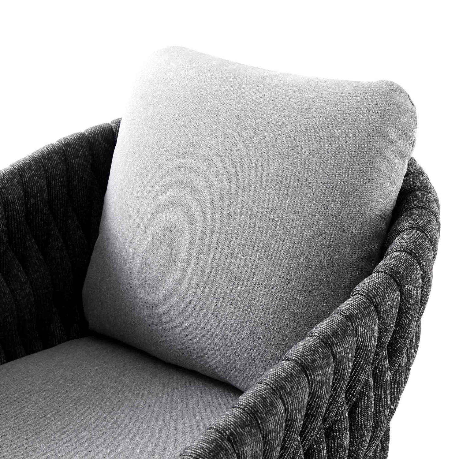 Montebello 6-Seater Outdoor Black Rope And Aluminium Oval Dining Set With Grey Ceramic Dining Table 11 Montebello 6-Seater Outdoor Black Rope And Aluminium Oval Dining Set With Grey Ceramic Dining Table - Image 9