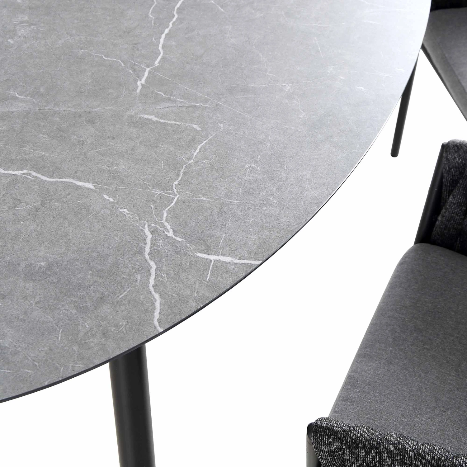 Montebello 6-Seater Outdoor Black Rope And Aluminium Oval Dining Set With Grey Ceramic Dining Table 12 Montebello 6-Seater Outdoor Black Rope And Aluminium Oval Dining Set With Grey Ceramic Dining Table - Image 10