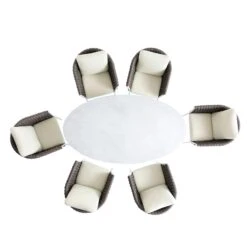 Montebello 6-Seater Outdoor Taupe Rope And Aluminium Oval Dining Set With White Ceramic Dining Table 19 Montebello 6-Seater Outdoor Taupe Rope And Aluminium Oval Dining Set With White Ceramic Dining Table -FINZ Furniture Shop OD DINE 1072 WHITE WB2