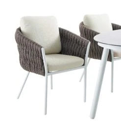 Montebello 6-Seater Outdoor Taupe Rope And Aluminium Oval Dining Set With White Ceramic Dining Table 22 Montebello 6-Seater Outdoor Taupe Rope And Aluminium Oval Dining Set With White Ceramic Dining Table -FINZ Furniture Shop OD DINE 1072 WHITE detail1