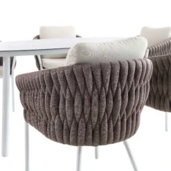 Montebello 6-Seater Outdoor Taupe Rope And Aluminium Oval Dining Set With White Ceramic Dining Table 23 Montebello 6-Seater Outdoor Taupe Rope And Aluminium Oval Dining Set With White Ceramic Dining Table -FINZ Furniture Shop OD DINE 1072 WHITE detail2