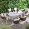 Montebello 6-Seater Outdoor Taupe Rope And Aluminium Oval Dining Set With White Ceramic Dining Table 1 Montebello 6-Seater Outdoor Taupe Rope And Aluminium Oval Dining Set With White Ceramic Dining Table -FINZ Furniture Shop OD DINE 1072 WHITE main