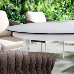 Montebello 6-Seater Outdoor Taupe Rope And Aluminium Oval Dining Set With White Ceramic Dining Table 16 Montebello 6-Seater Outdoor Taupe Rope And Aluminium Oval Dining Set With White Ceramic Dining Table -FINZ Furniture Shop OD DINE 1072 WHITE scene2