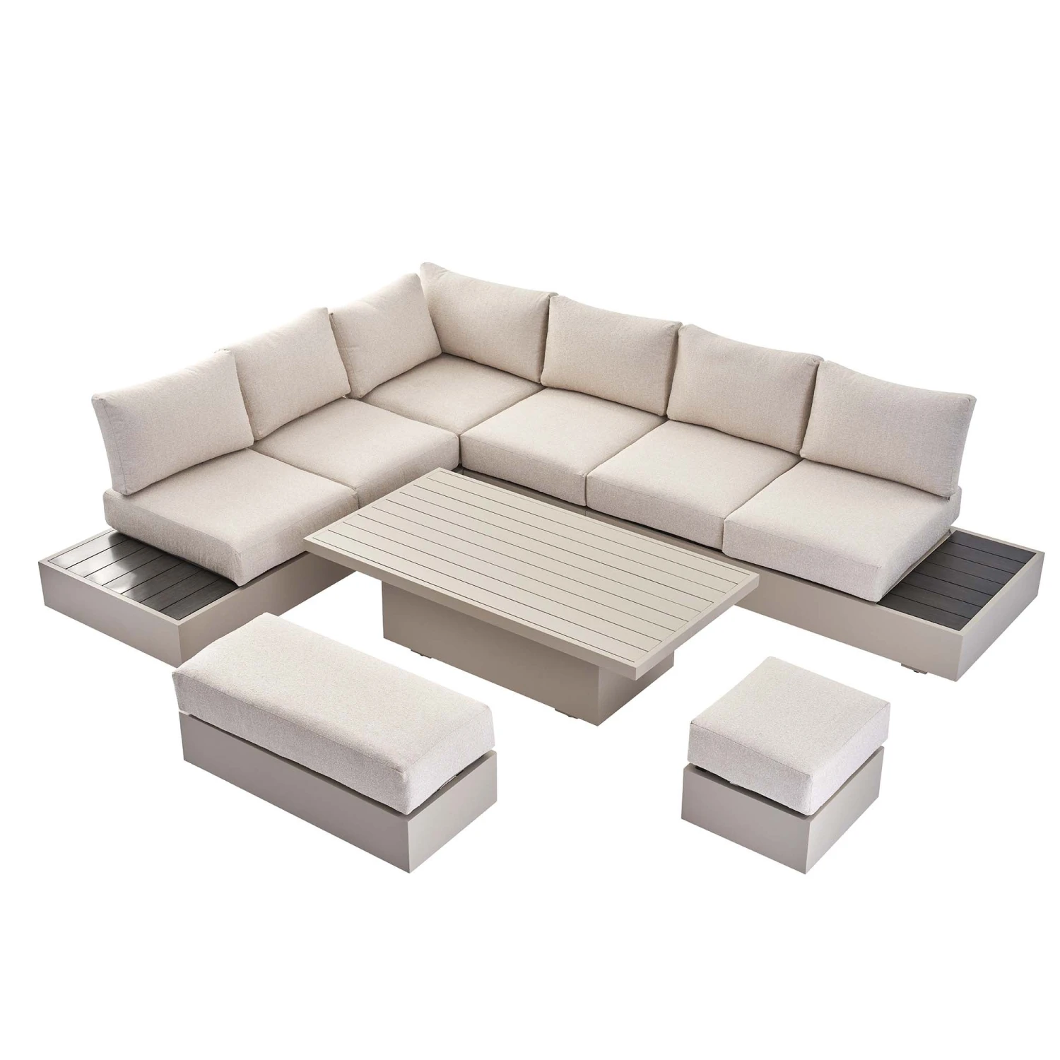 Jardin Aluminium Large Corner Casual Dining Set With Rising Table, Pumice 11 Jardin Aluminium Large Corner Casual Dining Set With Rising Table, Pumice - Image 9