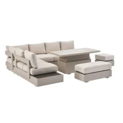 Jardin Aluminium Large Corner Casual Dining Set With Rising Table, Pumice 26 Jardin Aluminium Large Corner Casual Dining Set With Rising Table, Pumice -FINZ Furniture Shop OD DINE 905 PUMICE SET WB3
