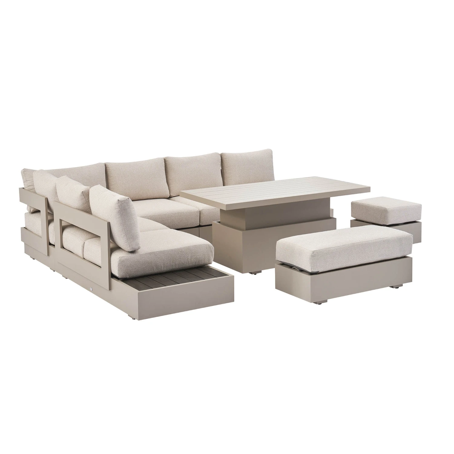 Jardin Aluminium Large Corner Casual Dining Set With Rising Table, Pumice 12 Jardin Aluminium Large Corner Casual Dining Set With Rising Table, Pumice - Image 10