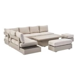 Jardin Aluminium Large Corner Casual Dining Set With Rising Table, Pumice 27 Jardin Aluminium Large Corner Casual Dining Set With Rising Table, Pumice -FINZ Furniture Shop OD DINE 905 PUMICE SET WB4