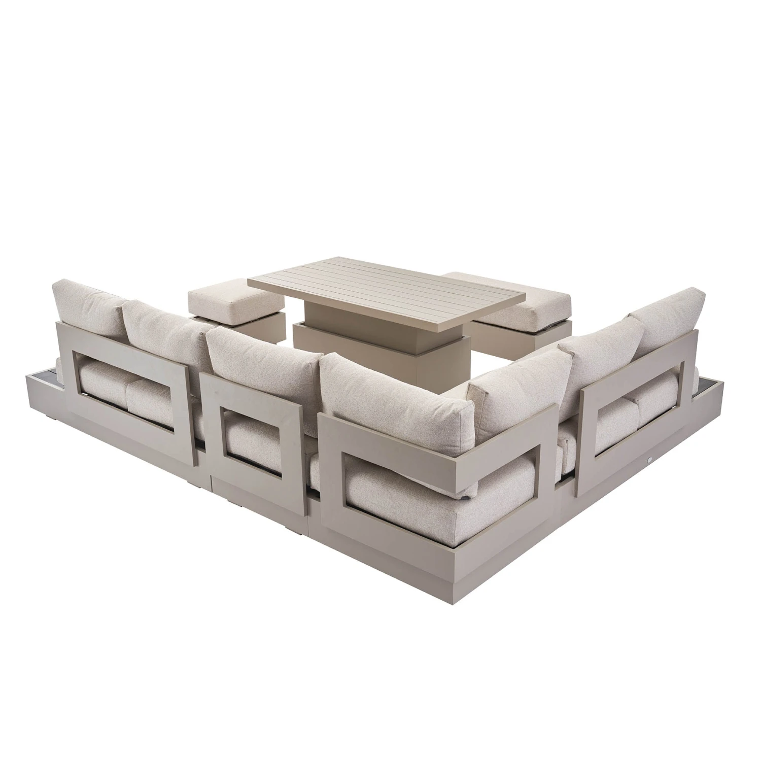 Jardin Aluminium Large Corner Casual Dining Set With Rising Table, Pumice 14 Jardin Aluminium Large Corner Casual Dining Set With Rising Table, Pumice - Image 12