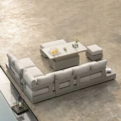 Jardin Aluminium Large Corner Casual Dining Set With Rising Table, Pumice 19 Jardin Aluminium Large Corner Casual Dining Set With Rising Table, Pumice -FINZ Furniture Shop OD DINE 905 PUMICE SET scene2
