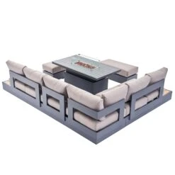 Jardin Aluminium Large Corner Casual Dining Set With Rising Firepit Table, Granite 29 Jardin Aluminium Large Corner Casual Dining Set With Rising Firepit Table, Granite -FINZ Furniture Shop OD DINE 906 GRANITE SET WB5