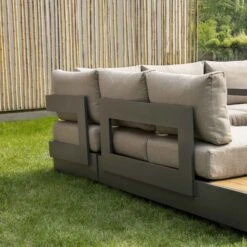 Jardin Aluminium Large Corner Casual Dining Set With Rising Firepit Table, Granite 22 Jardin Aluminium Large Corner Casual Dining Set With Rising Firepit Table, Granite -FINZ Furniture Shop OD DINE 906 GRANITE SET scene5