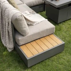 Jardin Aluminium Large Corner Casual Dining Set With Rising Firepit Table, Granite 23 Jardin Aluminium Large Corner Casual Dining Set With Rising Firepit Table, Granite -FINZ Furniture Shop OD DINE 906 GRANITE SET scene6