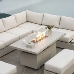 Jardin Aluminium Large Corner Casual Dining Set With Rising Firepit Table, Pumice 18 Jardin Aluminium Large Corner Casual Dining Set With Rising Firepit Table, Pumice -FINZ Furniture Shop OD DINE 906 PUMICE SET scene3 89975825 6e72 4749 8995 90993f875e9e