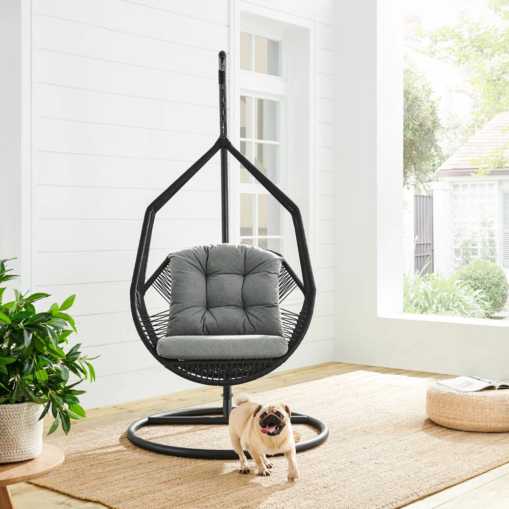 Lydia Geometric Rattan & Rope Mix Indoor Outdoor Hanging Chair 4 Lydia Geometric Rattan & Rope Mix Indoor Outdoor Hanging Chair - Image 2