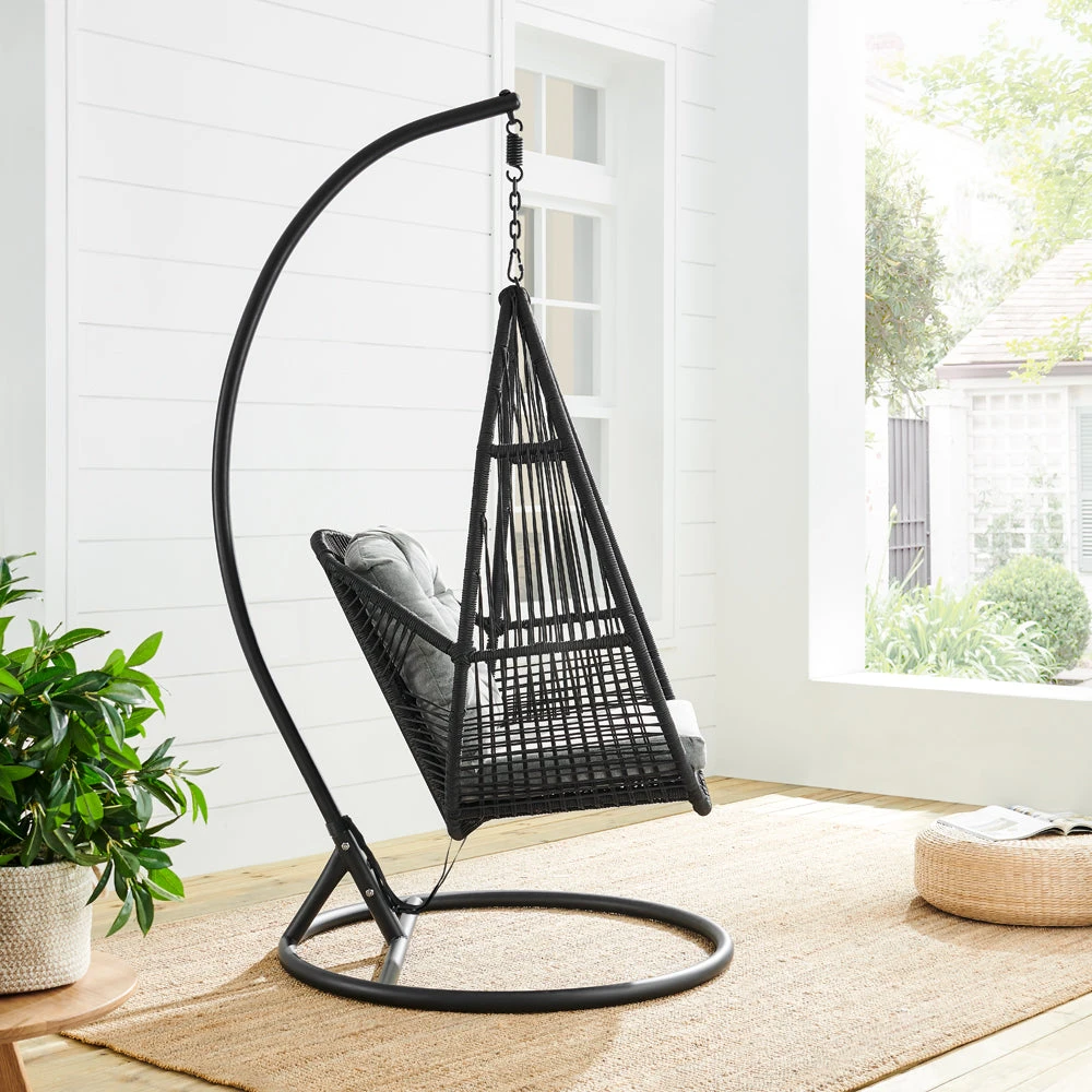 Lydia Geometric Rattan & Rope Mix Indoor Outdoor Hanging Chair 6 Lydia Geometric Rattan & Rope Mix Indoor Outdoor Hanging Chair - Image 4