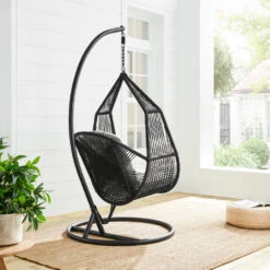 Lydia Geometric Rattan & Rope Mix Indoor Outdoor Hanging Chair 17 Lydia Geometric Rattan & Rope Mix Indoor Outdoor Hanging Chair -FINZ Furniture Shop OD HC 014 3