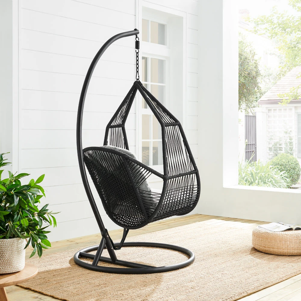Lydia Geometric Rattan & Rope Mix Indoor Outdoor Hanging Chair 7 Lydia Geometric Rattan & Rope Mix Indoor Outdoor Hanging Chair - Image 5