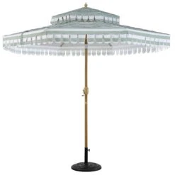 Fabienne Sage Green And White Striped 3M Double Top Crank And Tilt Parasol 18 Fabienne Sage Green And White Striped 3M Double Top Crank And Tilt Parasol -FINZ Furniture Shop OD PRSL 42 GREENSTRIPE WB1