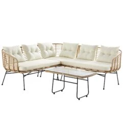 St Loy Natural Rattan Corner Sofa Set With Table -FINZ Furniture Shop OD SF 016 WB1