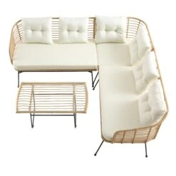 St Loy Natural Rattan Corner Sofa Set With Table -FINZ Furniture Shop OD SF 016 WB5