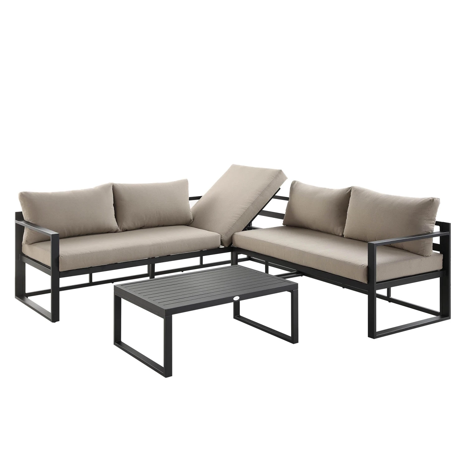 Albany Aluminium Corner Sofa Set With Reclining Back And Coffee Table, Taupe 6 Albany Aluminium Corner Sofa Set With Reclining Back And Coffee Table, Taupe - Image 4