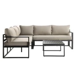 Albany Aluminium Corner Sofa Set With Reclining Back And Coffee Table, Taupe 24 Albany Aluminium Corner Sofa Set With Reclining Back And Coffee Table, Taupe -FINZ Furniture Shop OD SF 1023 TAUPE WB3