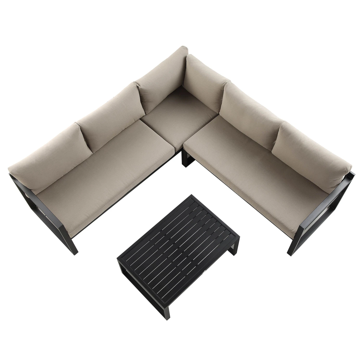 Albany Aluminium Corner Sofa Set With Reclining Back And Coffee Table, Taupe 8 Albany Aluminium Corner Sofa Set With Reclining Back And Coffee Table, Taupe - Image 6