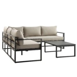 Albany Aluminium Corner Sofa Set With Reclining Back And Coffee Table, Taupe 25 Albany Aluminium Corner Sofa Set With Reclining Back And Coffee Table, Taupe -FINZ Furniture Shop OD SF 1023 TAUPE WB5