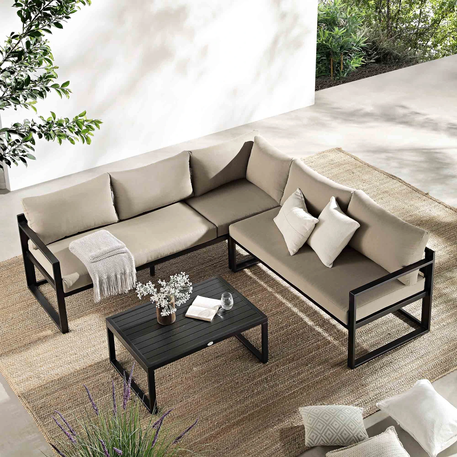 Albany Aluminium Corner Sofa Set With Reclining Back And Coffee Table, Taupe 5 Albany Aluminium Corner Sofa Set With Reclining Back And Coffee Table, Taupe - Image 3