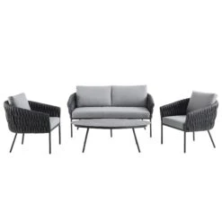 Montebello 4-Seater Outdoor Black Rope And Aluminium Sofa Set With Grey Ceramic Coffee Table 18 Montebello 4-Seater Outdoor Black Rope And Aluminium Sofa Set With Grey Ceramic Coffee Table -FINZ Furniture Shop OD SF 1029 BLACK WB1