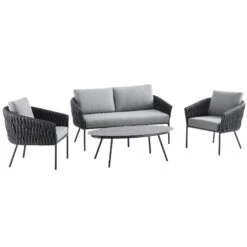 Montebello 4-Seater Outdoor Black Rope And Aluminium Sofa Set With Grey Ceramic Coffee Table 19 Montebello 4-Seater Outdoor Black Rope And Aluminium Sofa Set With Grey Ceramic Coffee Table -FINZ Furniture Shop OD SF 1029 BLACK WB2