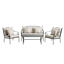 Haymes Indoor And Outdoor Metal Sofa Set With Coffee Table 15 Haymes Indoor And Outdoor Metal Sofa Set With Coffee Table -FINZ Furniture Shop OD SF 1077 BEIGE WB1