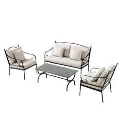 Haymes Indoor And Outdoor Metal Sofa Set With Coffee Table 18 Haymes Indoor And Outdoor Metal Sofa Set With Coffee Table -FINZ Furniture Shop OD SF 1077 BEIGE WB3